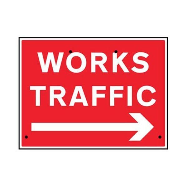 56426 Works traffic arrow right, 600x450mm Re-Flex Sign (3mm reflective polypropylene)
