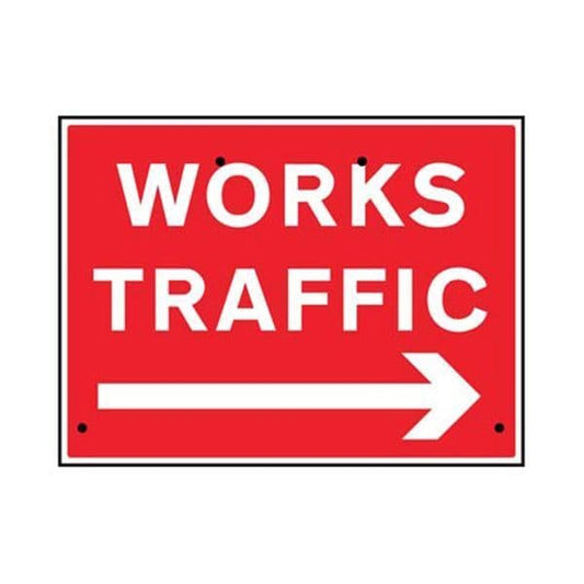 56426 Works traffic arrow right, 600x450mm Re-Flex Sign (3mm reflective polypropylene)