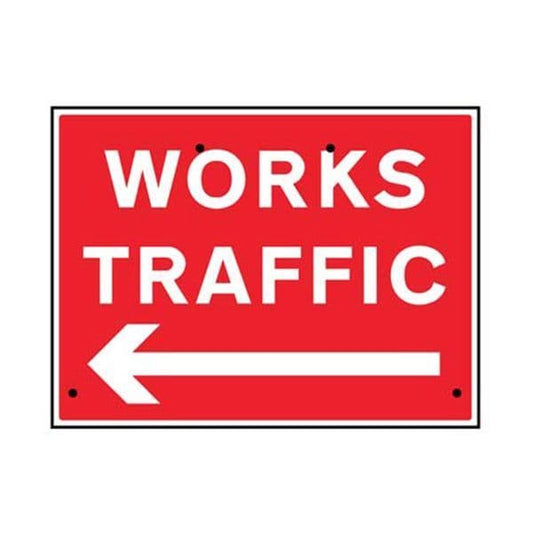 56427 Works traffic arrow left, 600x450mm Re-Flex Sign (3mm reflective polypropylene)