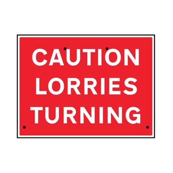 56438 Caution lorries turning, 600x450mm Re-Flex Sign (3mm reflective polypropylene)