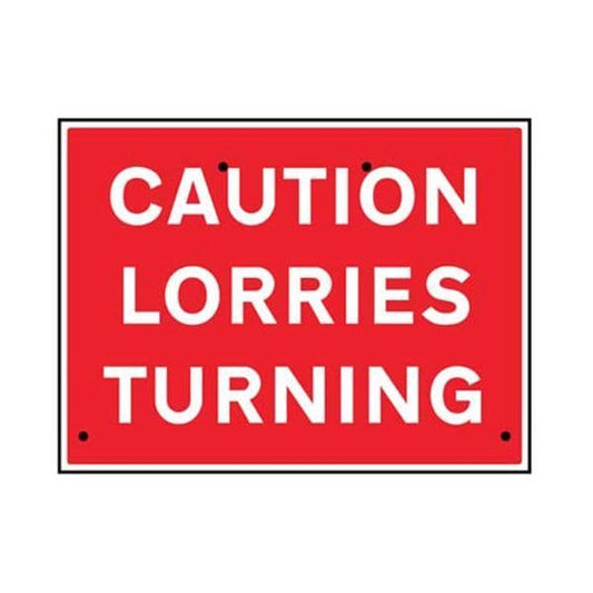 56438 Caution lorries turning, 600x450mm Re-Flex Sign (3mm reflective polypropylene)