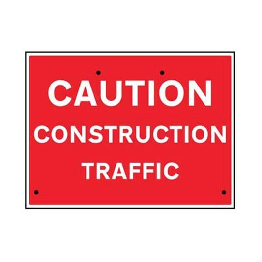 56450 Caution construction traffic, 600x450mm Re-Flex Sign (3mm reflective polypropylene)