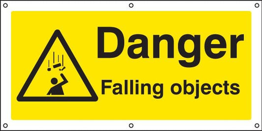 56456 Danger falling objects banner c/w eyelets  (1270x610mm) Safety Sign