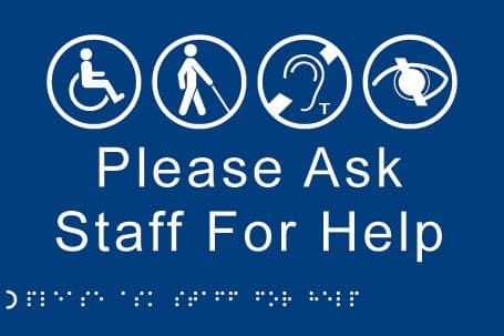 56490 Braille - Please ask staff for help  (225x150mm) Safety Sign