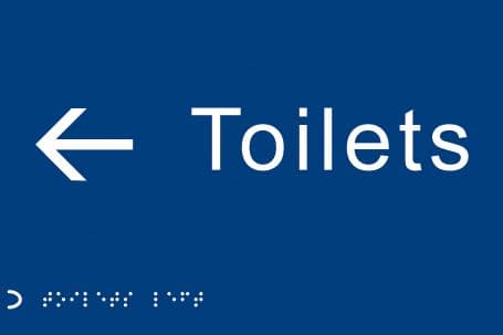 56493 Braille - Toilets <---  (225x150mm) Safety Sign