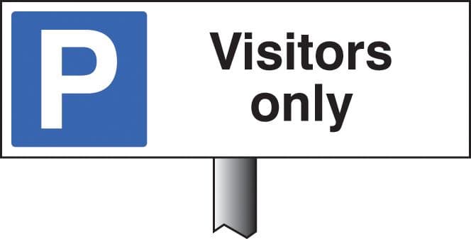 56527 Parking visitors only verge sign 450x150mm (post 800mm)  (450x150mm) Safety Sign
