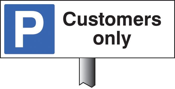 56530 Parking customers only verge sign 450x150mm (post 800mm)  (450x150mm) Safety Sign