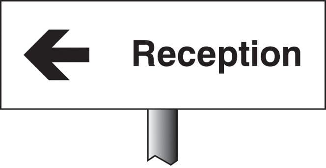 56538 Reception left verge sign 450x150mm (post 800mm)  (450x150mm) Safety Sign