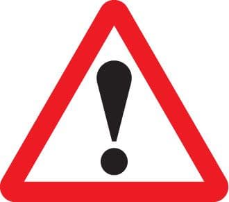 56545 Warning ! 600mm triangle sign with text variant  (600mm) Safety Sign