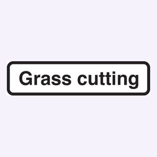 56547 Grass cutting fold up supplementary text Safety Sign