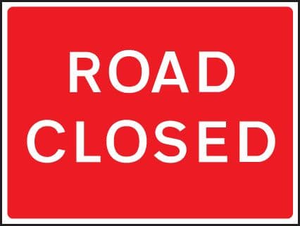 56558 Road closed fold up 1050x750mm sign  (1050x750mm) Safety Sign