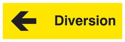 56585 Verge sign - Diversion left 450x150mm (post 800mm)  (450x150mm) Safety Sign