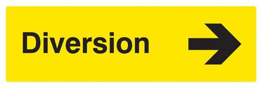 56586 Verge sign - Diversion right 450x150mm (post 800mm)  (450x150mm) Safety Sign