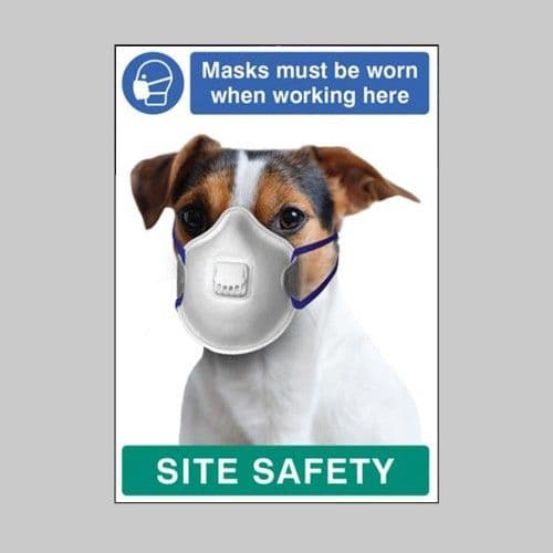 57478 - Masks must be Worn when Working Here - Dog - Recyclable Synthetic Paper- 420 x 594mm (A2)