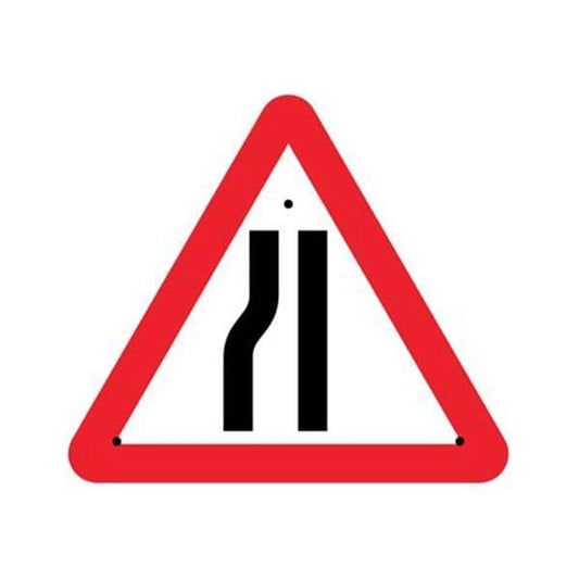 57484 Road narrowing left, 750mm triangle Re-Flex Sign (3mm reflective polypropylene)
