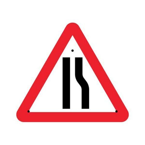 57485 Road narrowing right, 750mm triangle Re-Flex Sign (3mm reflective polypropylene)