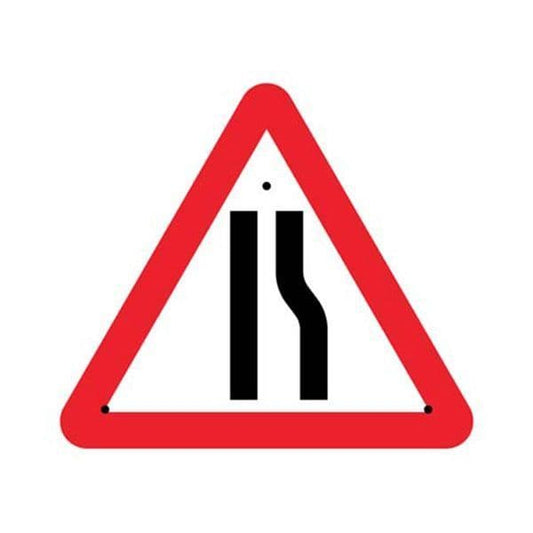 57485 Road narrowing right, 750mm triangle Re-Flex Sign (3mm reflective polypropylene)