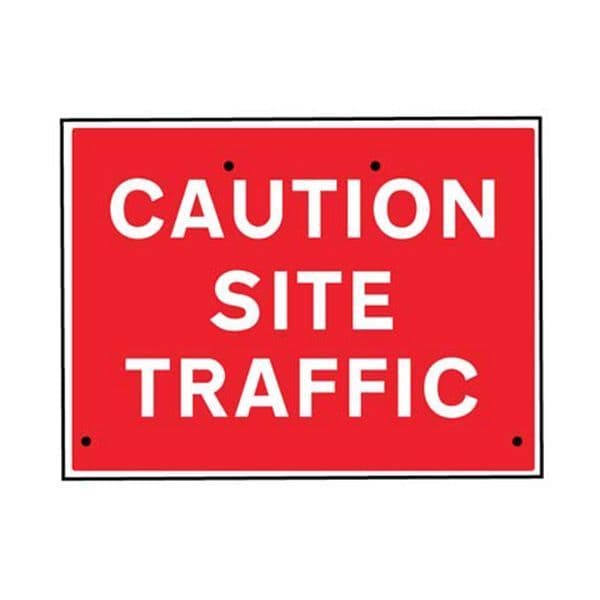 57525 Caution site traffic, 600x450mm Re-Flex Sign (3mm reflective polypropylene)