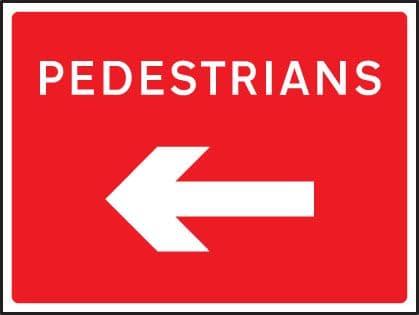 57628 Pedestrians arrow left/right fold up 600x450mm sign  (600x450mm) Safety Sign