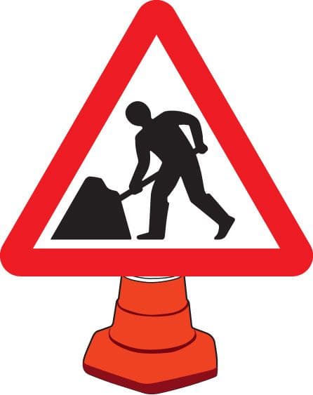 57653 Road works cone sign 750mm  (750mm) Safety Sign
