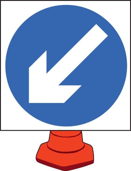 57656 Keep left cone sign 750mm  (750mm) Safety Sign