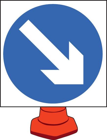 57657 Keep right cone sign 750mm  (750mm) Safety Sign