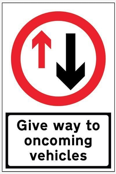 57678 Give Way to Oncoming Traffic reflective fold up sign 900x600mm Safety Sign