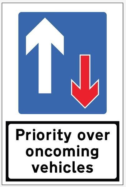 57679 Priority over Oncoming Traffic reflective fold up sign 900x600mm Safety Sign