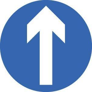 57704 Direction arrow forward Class R2 Permanent 600mm (3mm aluminium composite) Safety Sign