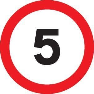 57708 5 mph Class R2 Permanent 600mm Dia (3mm aluminium composite) Safety Sign