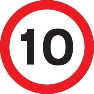 57709 10 mph Class R2 Permanent 600mm Dia (3mm aluminium composite) Safety Sign