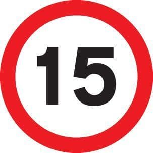 57710 15 mph Class R2 Permanent 600mm Dia (3mm aluminium composite) Safety Sign