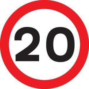 57711 20 mph Class R2 Permanent 600mm Dia (3mm aluminium composite) Safety Sign