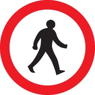 57823 Pedestrians prohibited class RA1 600mm  (600mm dia) Safety Sign