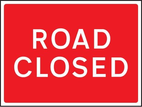 57907 Road closed 1050x750mm Class RA1 zintec  (1050x750mm) Safety Sign
