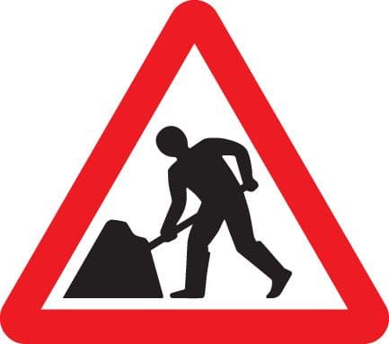57924 Road works 750mm triangle Class RA1 zintec  (750mm) Safety Sign