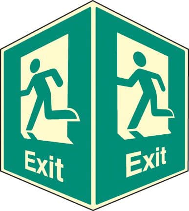 58007 Exit - projecting sign photoluminescent  (150x200mm) Safety Sign