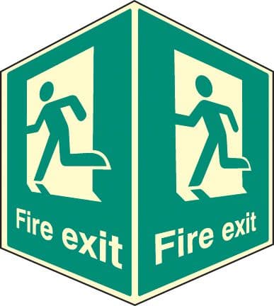 58008 Fire exit - projecting sign photoluminescent  (150x200mm) Safety Sign