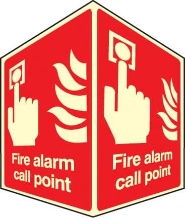 58009 Fire alarm call point - projecting sign photoluminescent  (150x200mm) Safety Sign