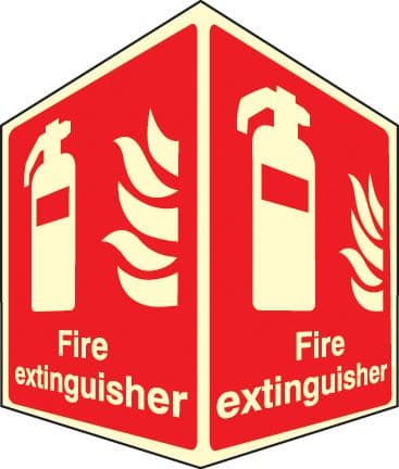 58011 Fire extinguisher - projecting sign photoluminescent  (150x200mm) Safety Sign