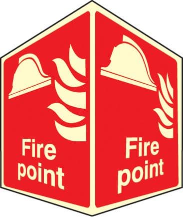 58013 Fire point - projecting sign photoluminescent  (150x200mm) Safety Sign