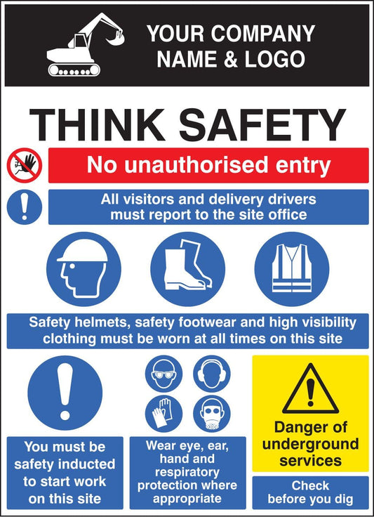 58025 Site safety board 900x1200mm c/w logo  (900x1200mm) Safety Sign
