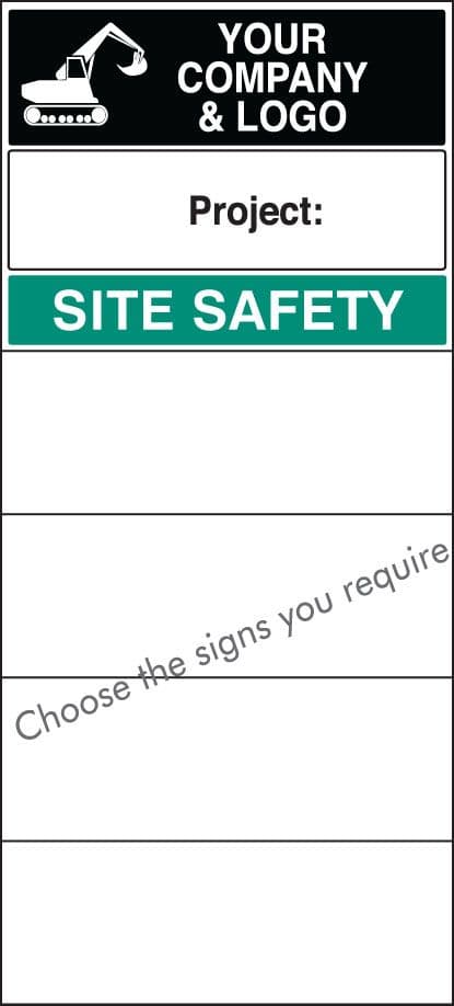 58030 Site safety board 600x1200mm c/w logo and select signs  (600x1200mm) Safety Sign