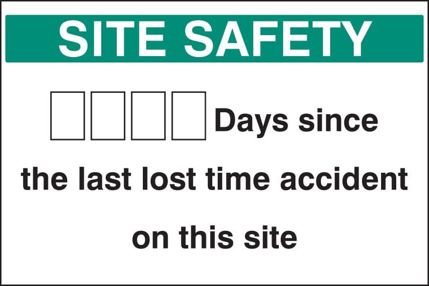 58033 Lost time accident board & 2 sets of numbers  (900x600mm) Safety Sign