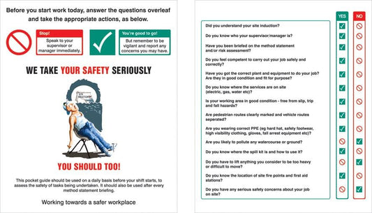 58055 Pocket Guide Site safety induction (Pack of 10) 75x90mm  (75x90mm) Safety Sign