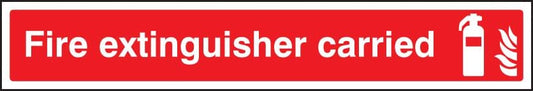 58060 Fire extinguisher carried (sav on face for window)  (300x50mm) Safety Sign