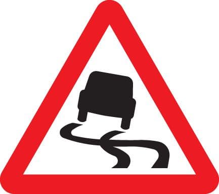 58074 Slippery road 600mm triangle Class 1 zintec  (600mm) Safety Sign