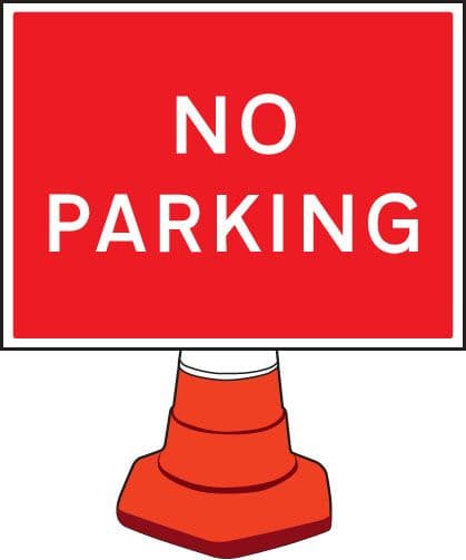 58084 No parking cone sign 600x450mm  (600x450mm) Safety Sign