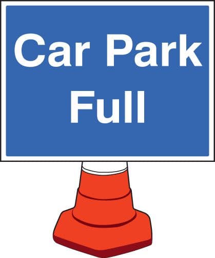 58086 Car park full cone sign 600x450mm  (600x450mm) Safety Sign