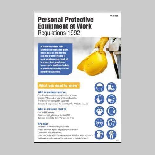 58113 Personal protective equipment regulations 1992 poster  (400x600mm) Safety Sign